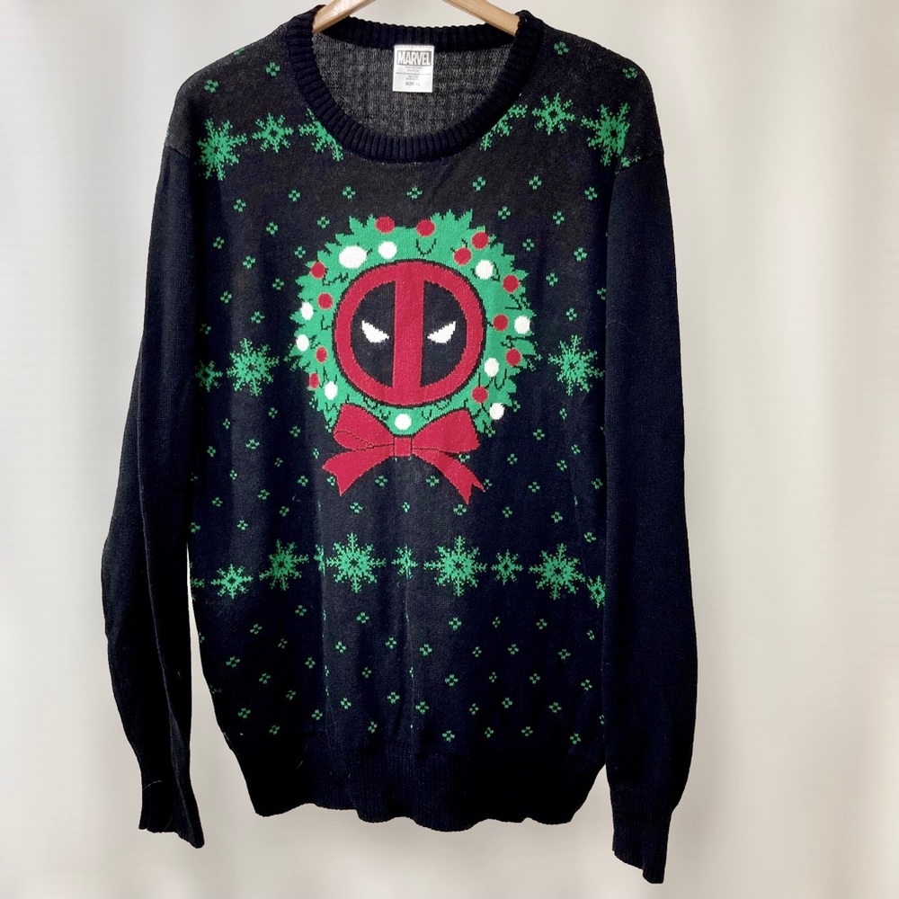 Men’s Marvel Deadpool Christmas Sweater Size XL - Picture 3 of 6